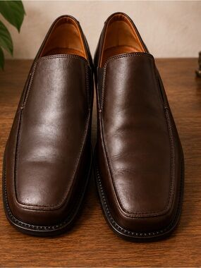 Gordon Rush Dark Brown Leather Slip-On Loafers